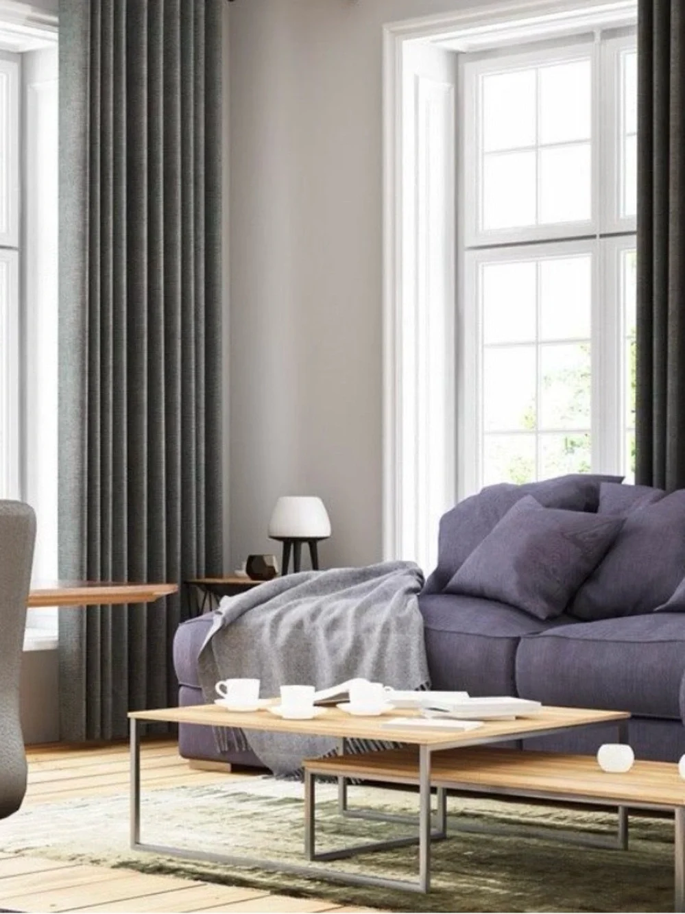West Elm Velvet Curtains. Gray.